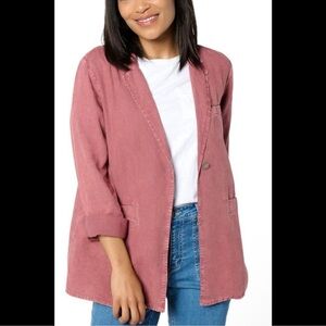 New Peace Love World Boheme Relaxed Linen Blend Blazer  in French Mauve‎ Size XL